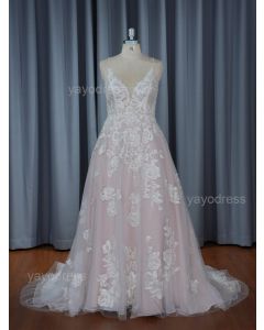 2025 Newest Style Fancy Dirty Rose Color Spaghetti Straps with Sequin and Beads V Neckline Bridal DressBridal 