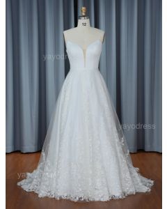 2025 Sexy Deep V Version A Line Wedding Dress Sleeveless Spaghetti Straps Glowing Bridal Dress